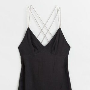 H&M Rhinestone-strap Satin Dress